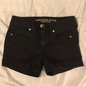 Black denim shorts